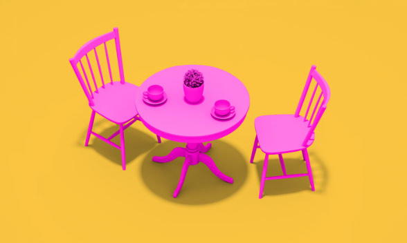 Animerat bord i rosa